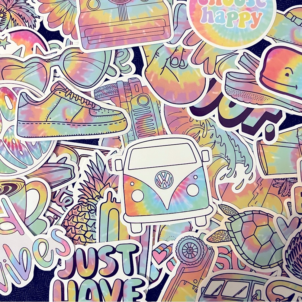 15 Stickers Mystery Box 15/$10 🖤 15 Assorted Tie Dye Aesthetic Stickers